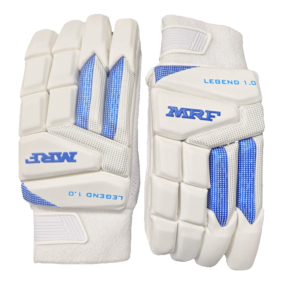 MRF Legend VK 18 1.0 cricket batting gloves front view showing finger protection on white background
