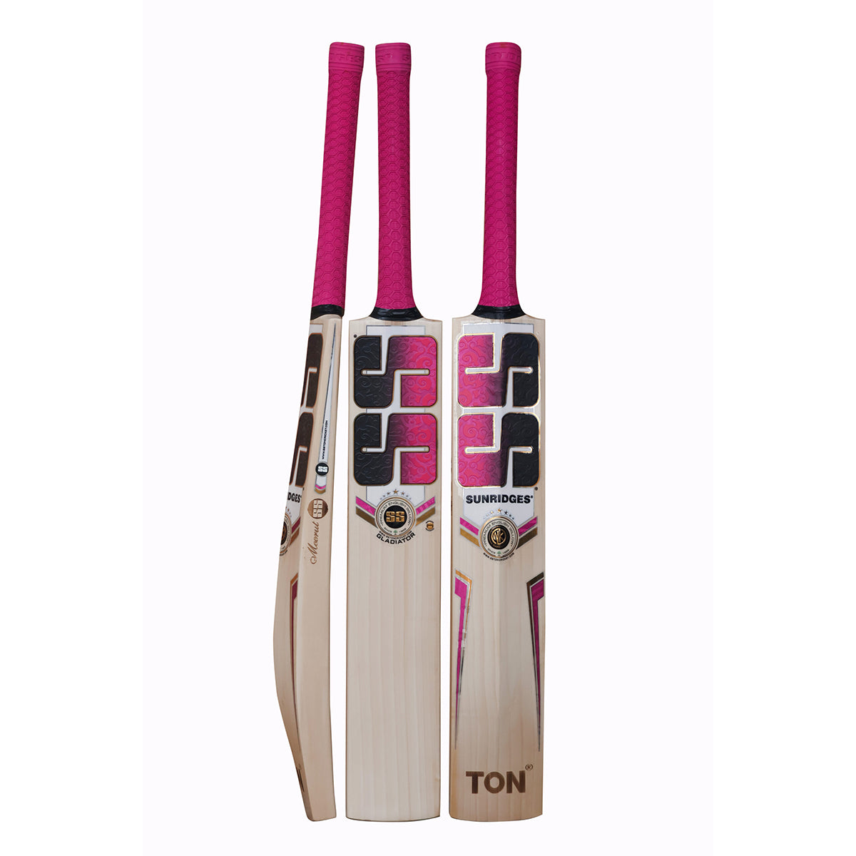 SS Gladiator English willow cricket bat grade 1 front back and side view