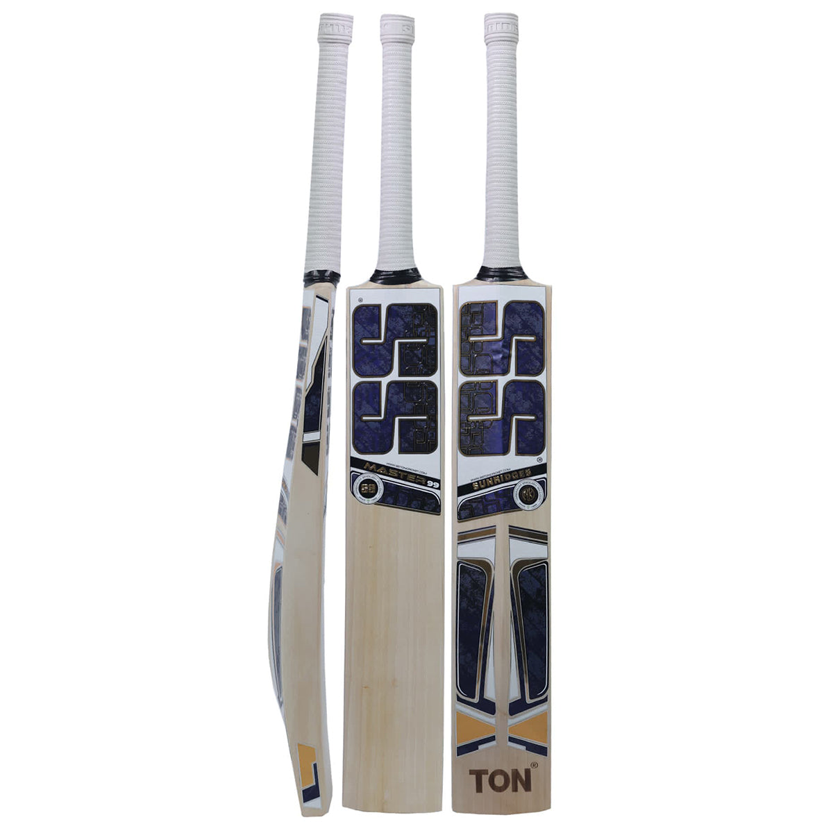 SS Master 99 English willow cricket bat with chrome stickers and wide playing surface