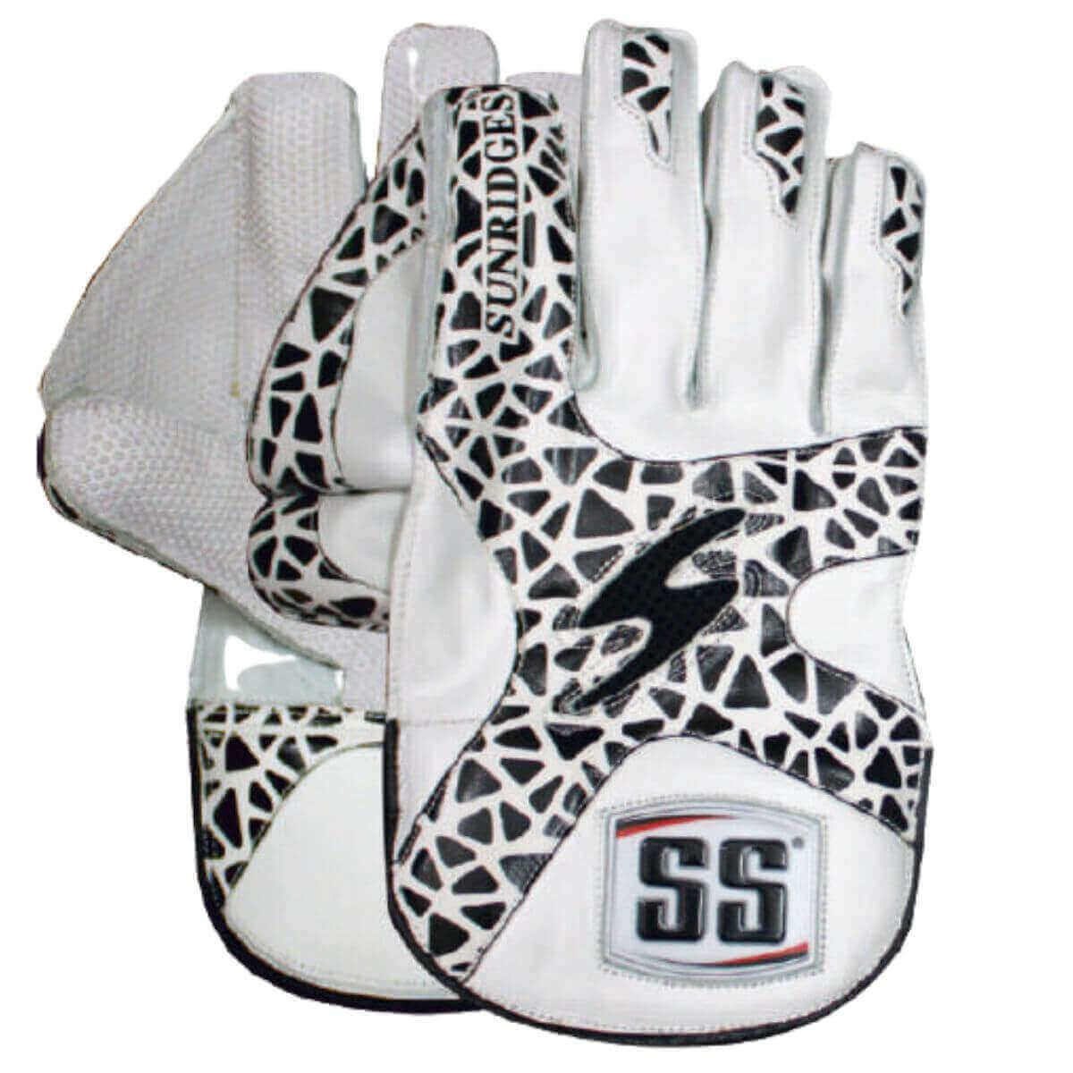 SS Ton Professional Wicket Keeping Gloves YOUTH WHITE BLACK