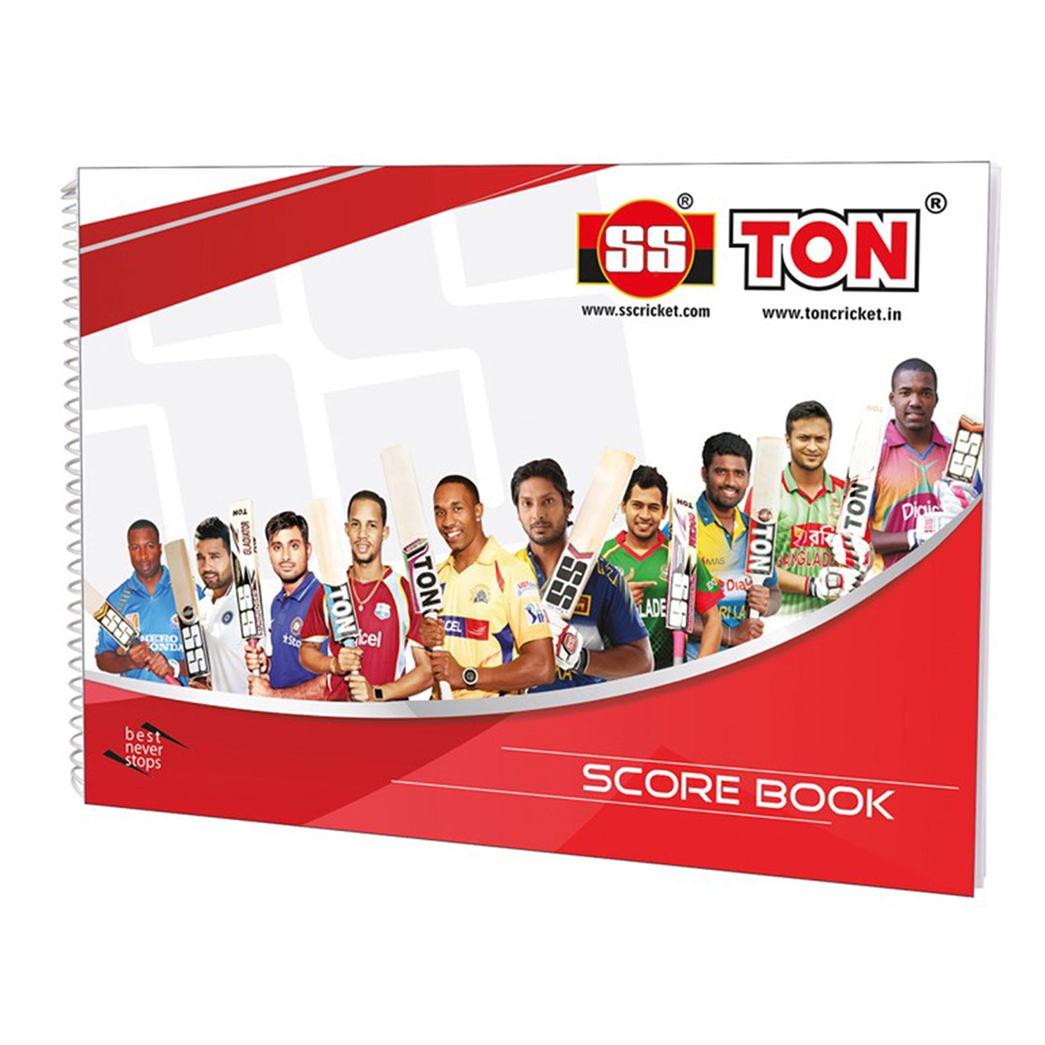 SS Ton cricket score book red cover match scoring notebook